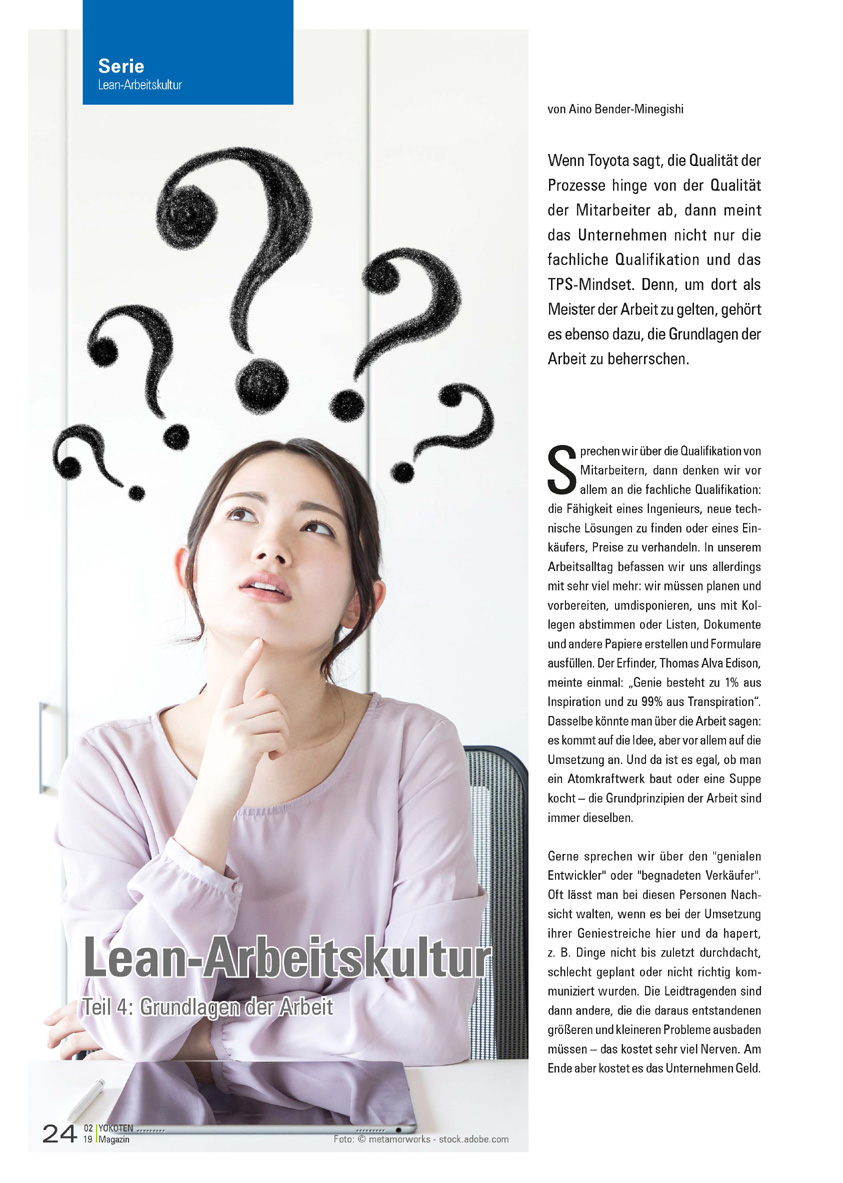 Lean-Arbeitskultur - Artikel aus Fachmagazin YOKOTEN 2019-02