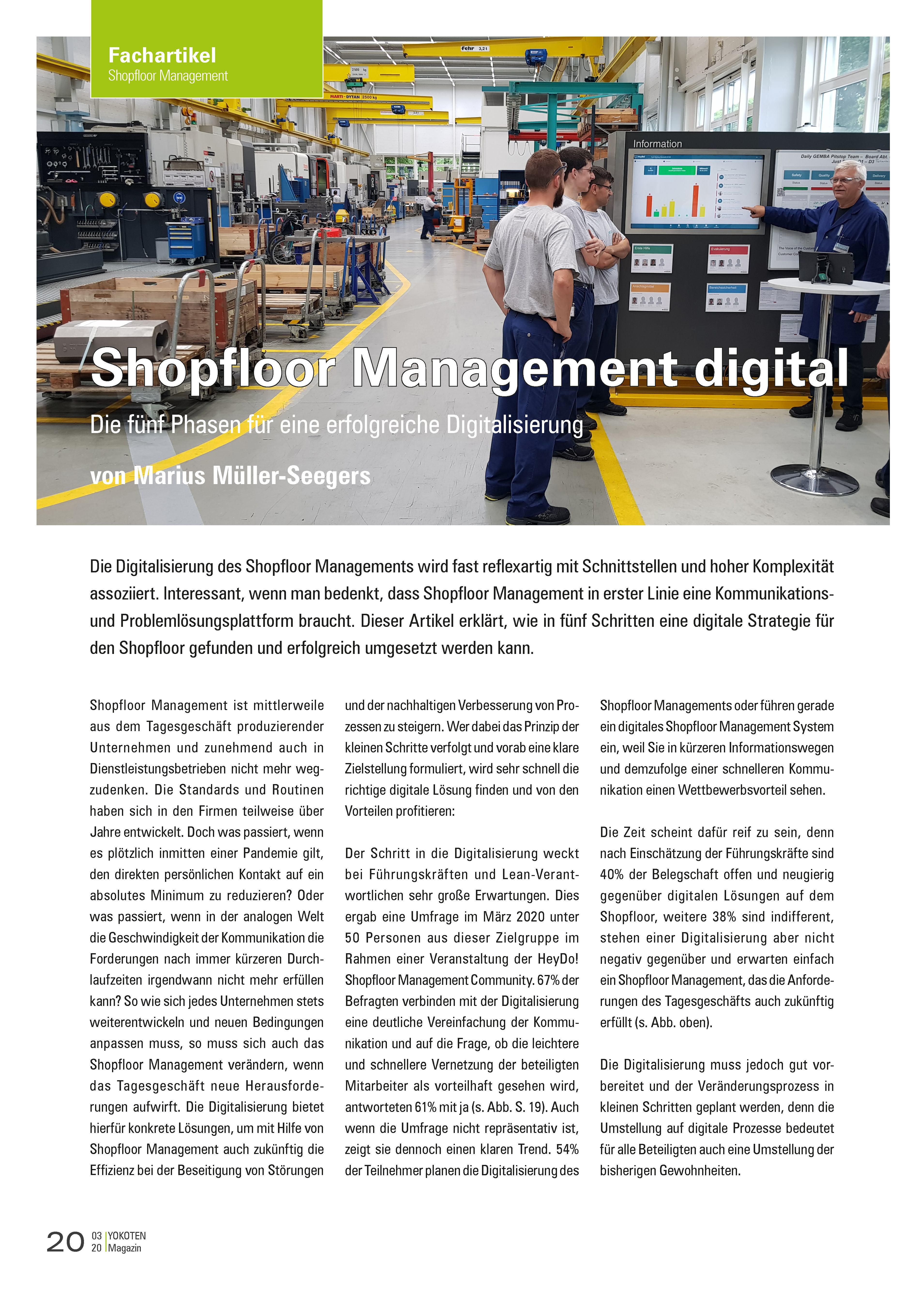 Shopfloor Management digital - Artikel aus Fachmagazin YOKOTEN 2020-03