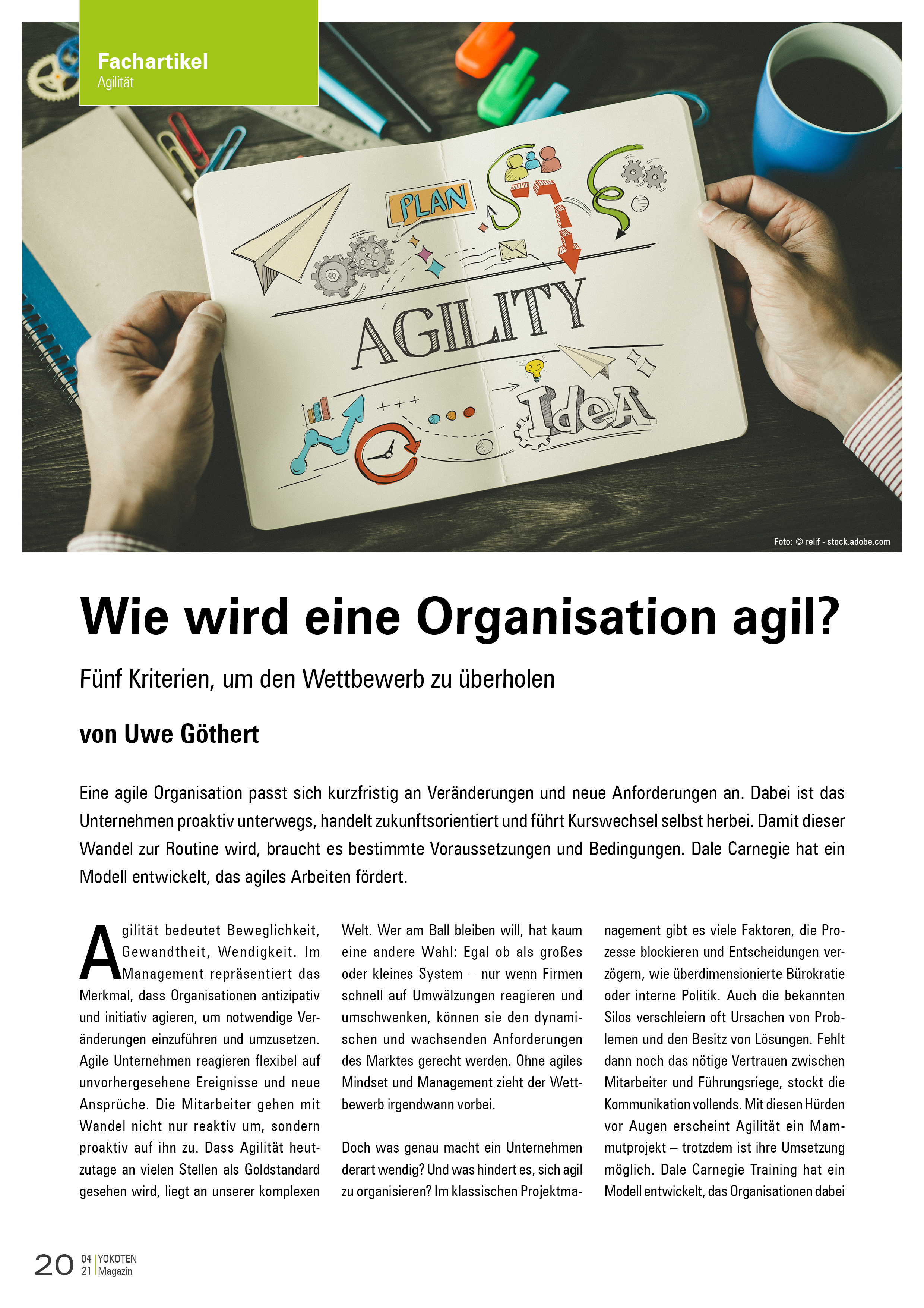 Wie wird eine Organisation agil? - Artikel aus Fachmagazin YOKOTEN 2021-04
